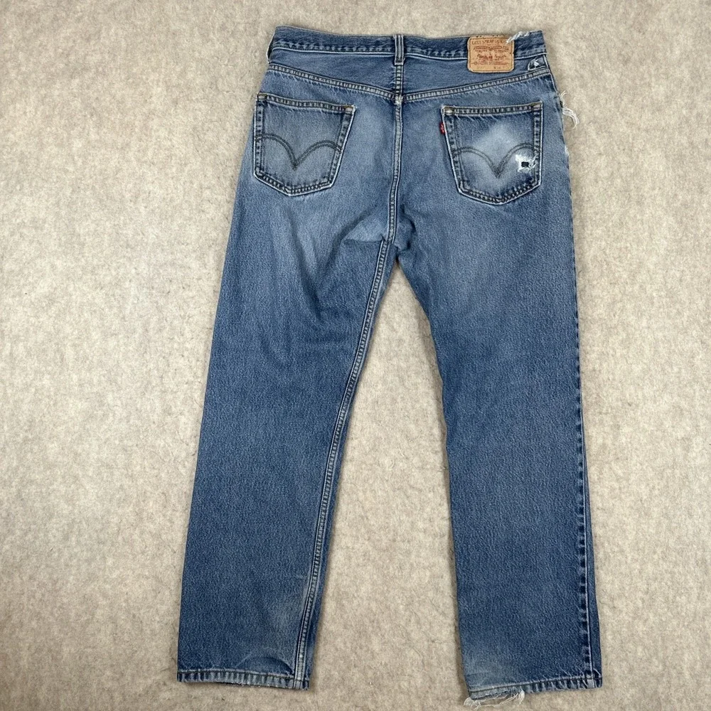 Levis‎ 505 Jeans Mens 36x32 Blue Regular Fit Straight Leg Medium Wash Denim